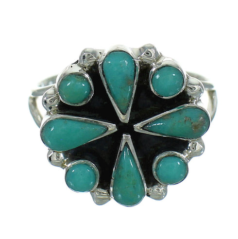 Turquoise And Genuine Sterling Silver Ring Size 7 YX86970